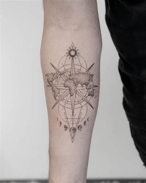 Compass Rose Tattoo On The Inner Forearm