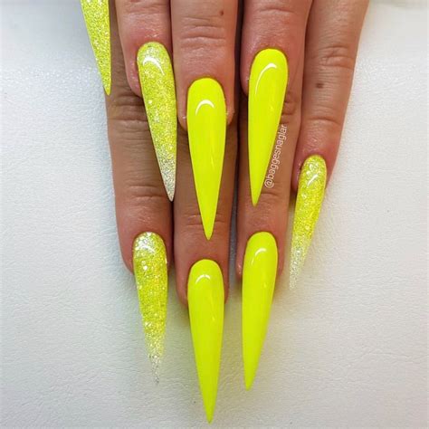 Neon Yellow Stilettos Yellow Nails Yellow Nails Design Yellow Nail Art