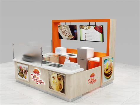 Exquisite Pancake Stall Fast Food Retail Kiosk Design For Galleria Mall