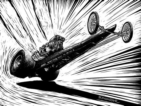 Download in under 30 seconds. Dragster Launch Drawing by Bomonster