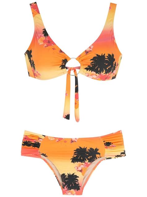 Amir Slama Print Ilha De Hibiscus Bikini Set Farfetch Bikinis