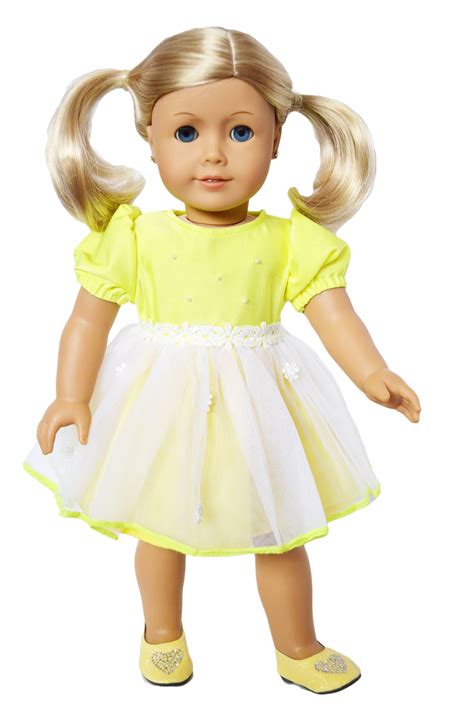 yellow easter dress compatible with 18 inch dolls including american girl and my life as dolls