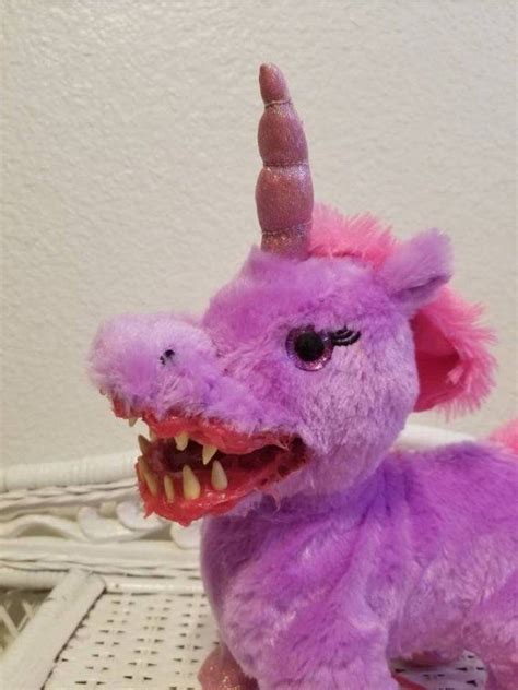Creepy Walking Horror Zombie Purple Unicorn Pet Plush On A Leash