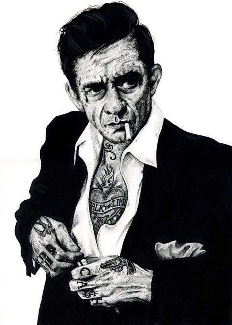 Johnny Ca H Inked Poster By Wayne Maguire Displate Johnny Cash Tattoo Johnny Cash Art