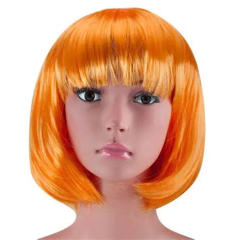 Orange Short Bob Cut Ladies Womens Fancy Dress Party Wig Style Hen Do