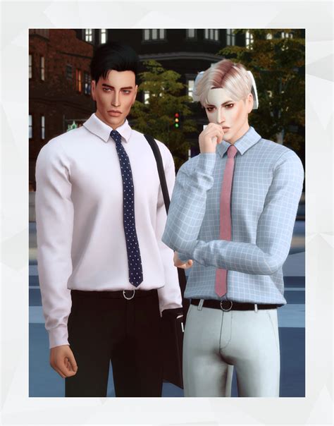 Shirt With Necktie Gorilla X3 Sims 4 Male Clothes Sims 4 Clothing