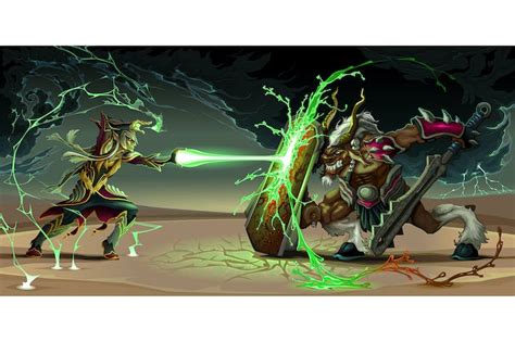 Fighting Scene Between Dark Elf And Centaur Von Ddraw Auf Envato Elements