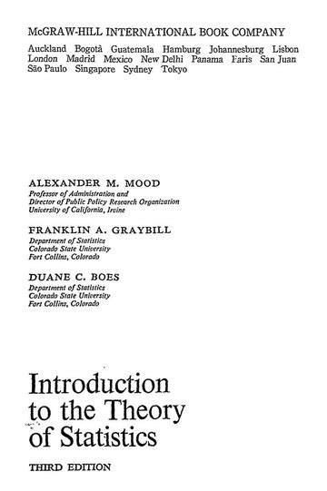 Introduction To The Theory Of Statistics Third Edition Moodalexander