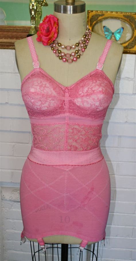 Vintage 50s 60s Open Bottom Girdle With Garter Clips Pinup Photography Lingerie Pink Size M L