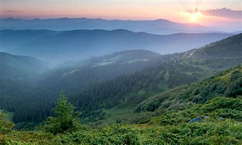 Ukraine Mountains Sunrises And Sunsets Forests Carpathians