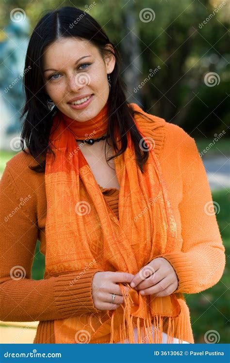Attractive Woman Stock Photo Image Of Brunette Green 3613062