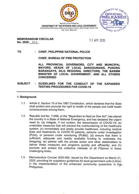 League Of Cities Of The Philippines Dilg Memorandum Circular No2020 073