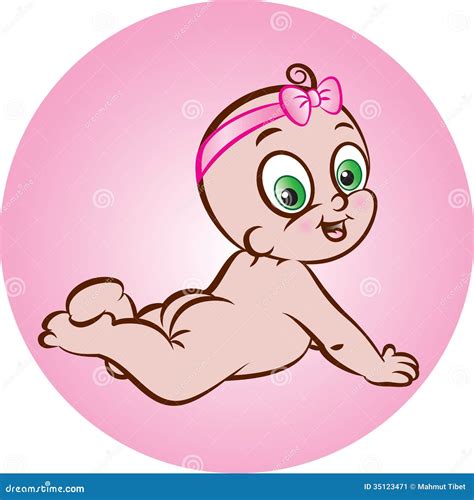 Happy Naked Baby Girl Stock Vector Illustration Of Newborn