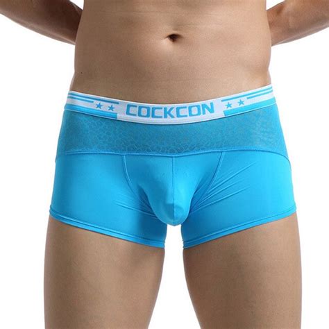 cockcon brand breathable underwear men boxer shorts enhance mens lace panties big bulge male
