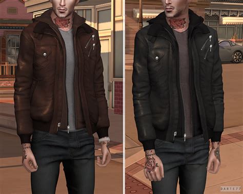 Leather Jacket And Hoodie Darte77 Custom Content For Ts4 Sims 4