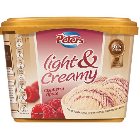 Peters Light And Creamy Raspberry Ripple Ice Cream 18l Woolworths