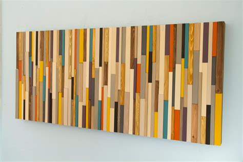Mid Century Wall Art Reclaimed Wood Art Sculpture Painted Wood Pieces