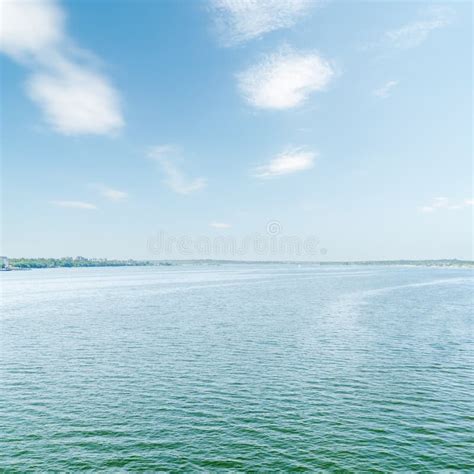 Blue River And Sky With White Clouds Stock Photo Image Of Rural