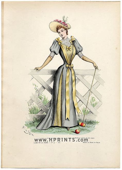 Lart Et La Mode 1891 N°37 Marie De Solar Colored Fashion Lithograph