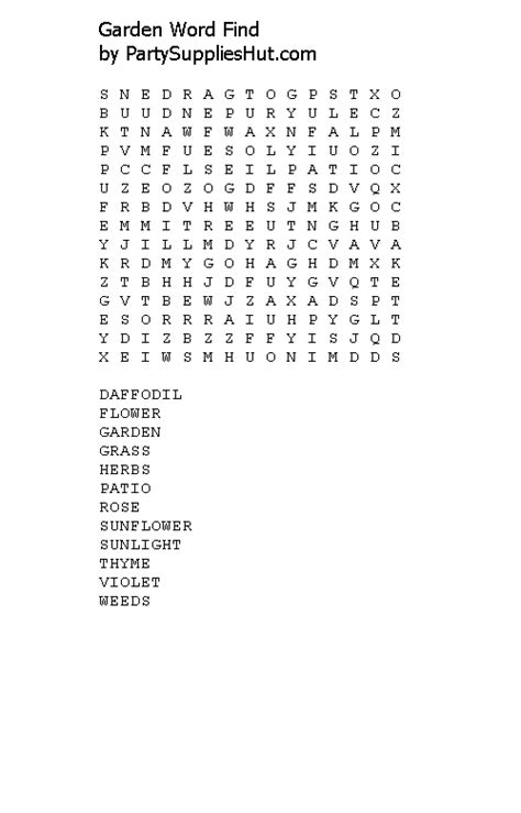 Garden Word Find Puzzle Click Image And Print From Your