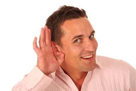 Man With Hand Cupped To Ear Royalty Free Stock Image Image 10740316
