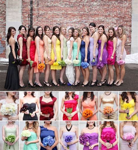 Rainbow Wedding Party Love It Rainbow Bridesmaids Rainbow Wedding