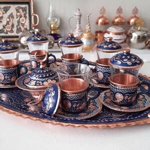 Turkish Tea Set Copper Copper Tea Cups Expresso Cups Copper Etsy