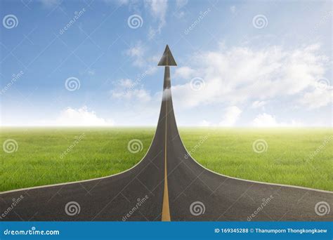 A Road Turning Into An Arrow Rising Upward With Success Symbolizing