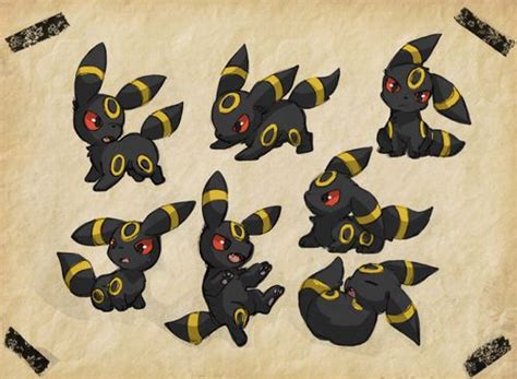 some very cute little pokemons with big eyes and horns on them all in different poses