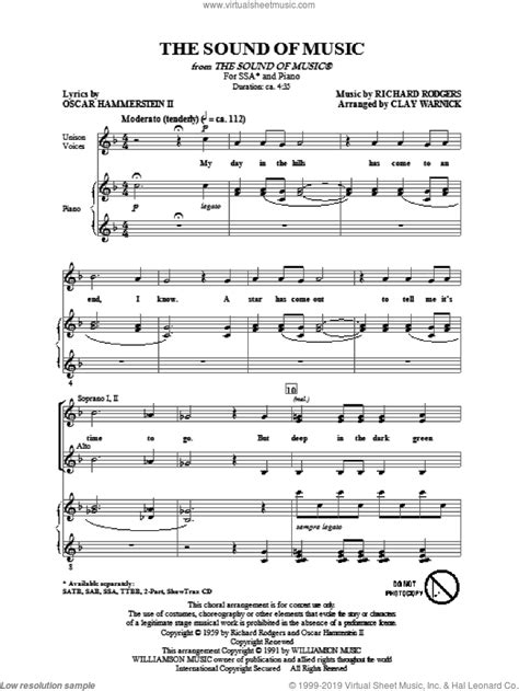 The Sound Of Music Sheet Music For Choir Ssa Soprano Alto