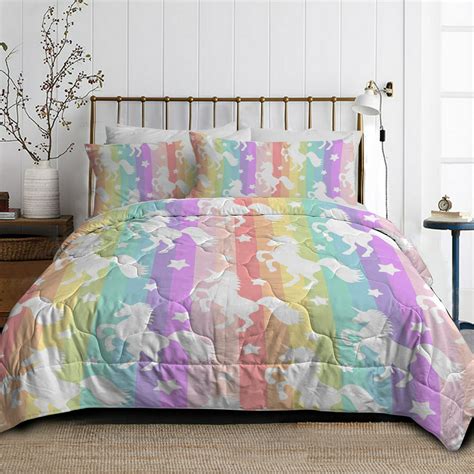 Arightex 3 Pieces Rainbow Unicorn Kids Bedding Comforter And Sham Set