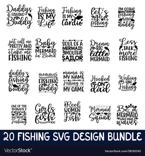 Fishing Svg Design Bundle Royalty Free Vector Image