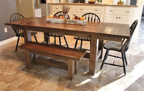 Rustic Harvest Table Wtwo Removable Extensions Reclaimed Etsy In