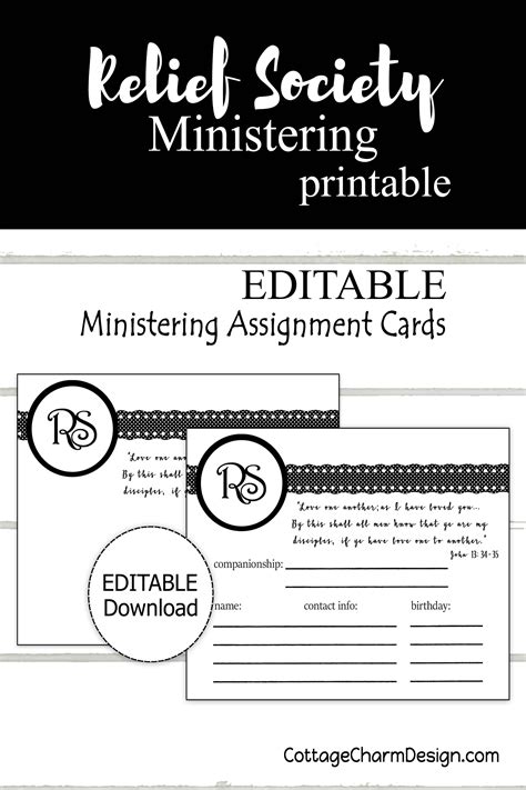 Ministering Card Printable Digital Printables Editable Cards Printables