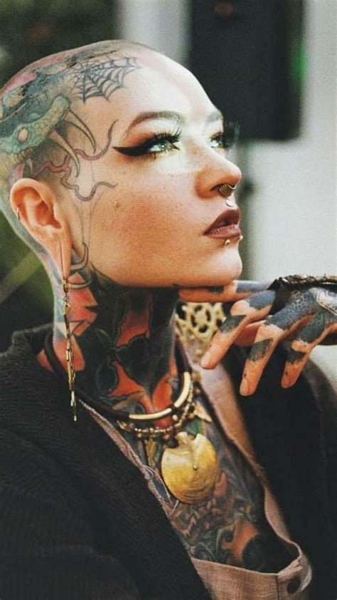 Bald Tattoo Face Tattoos Girl Tattoos Tattoos For Women Tatoos