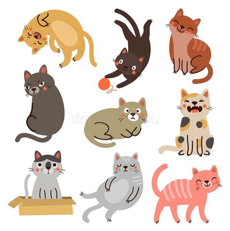 Cute Cats Vector With Heart Stock Vector Illustration Of Doodle