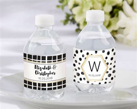 These Water Bottle Labels In Modern Classic Designs Are Personaliz