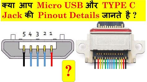 Micro Usb And Type C Jack Pin Details Youtube