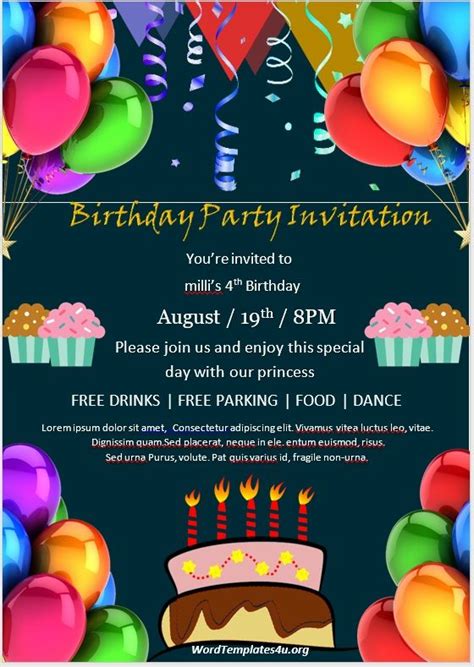 13 Free Birthday Party Invitation Flyer Templates Microsoft Word