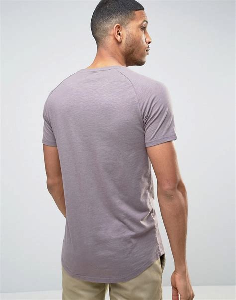 Lyst Selected T Shirt With Curved Hem In Blue For Men