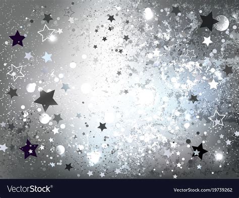 Silver Background With Stars Royalty Free Vector Image