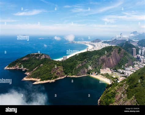 Aerial View Of Rio De Janeiro And Coastline Brazil With Copacabana