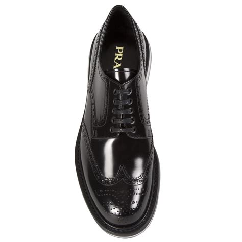 A black pair with a single, leather sole. Prada Leather Derby Shoes With Platform in Black for Men ...