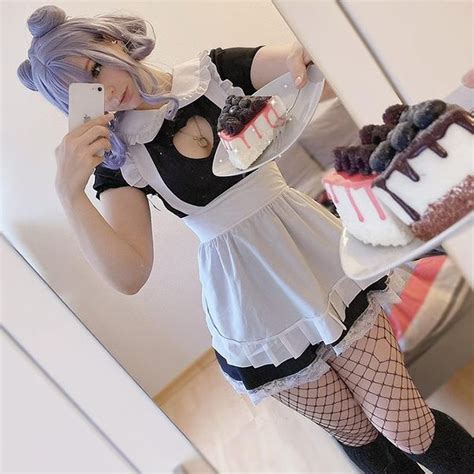french maid uniform cat cosplay lingerie costume cute keyhole nightwea yomorio