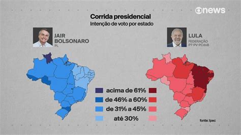 Ipec Mapa Mostra Inten O De Votos Nos Estados Entenda Onde Lula E Bolsonaro Lideram Central