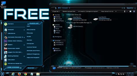 Free Hud Premium Awesome Blue Windows 7 Theme Youtube