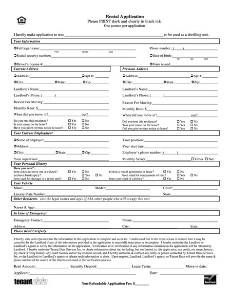 Rental Application Form Fill Online Printable Fillable Blank