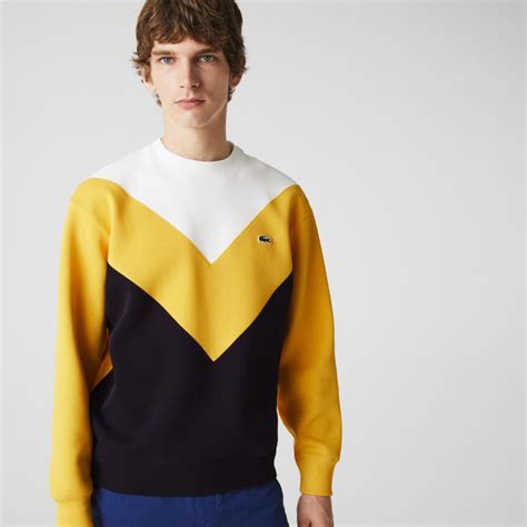 Sweatshirts Mens Lacoste Colorblock Cotton Blend Crew Neck Sweatshirt