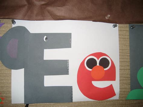 Ee Letter Of The Week Art Project Elephant And Elmo Alphabet Crafts