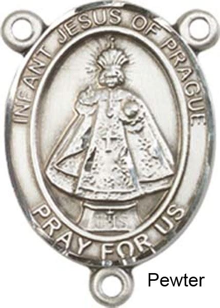 Pewter Infant Of Prague Rosary Centerpiece Sterling Silver Or Pewter